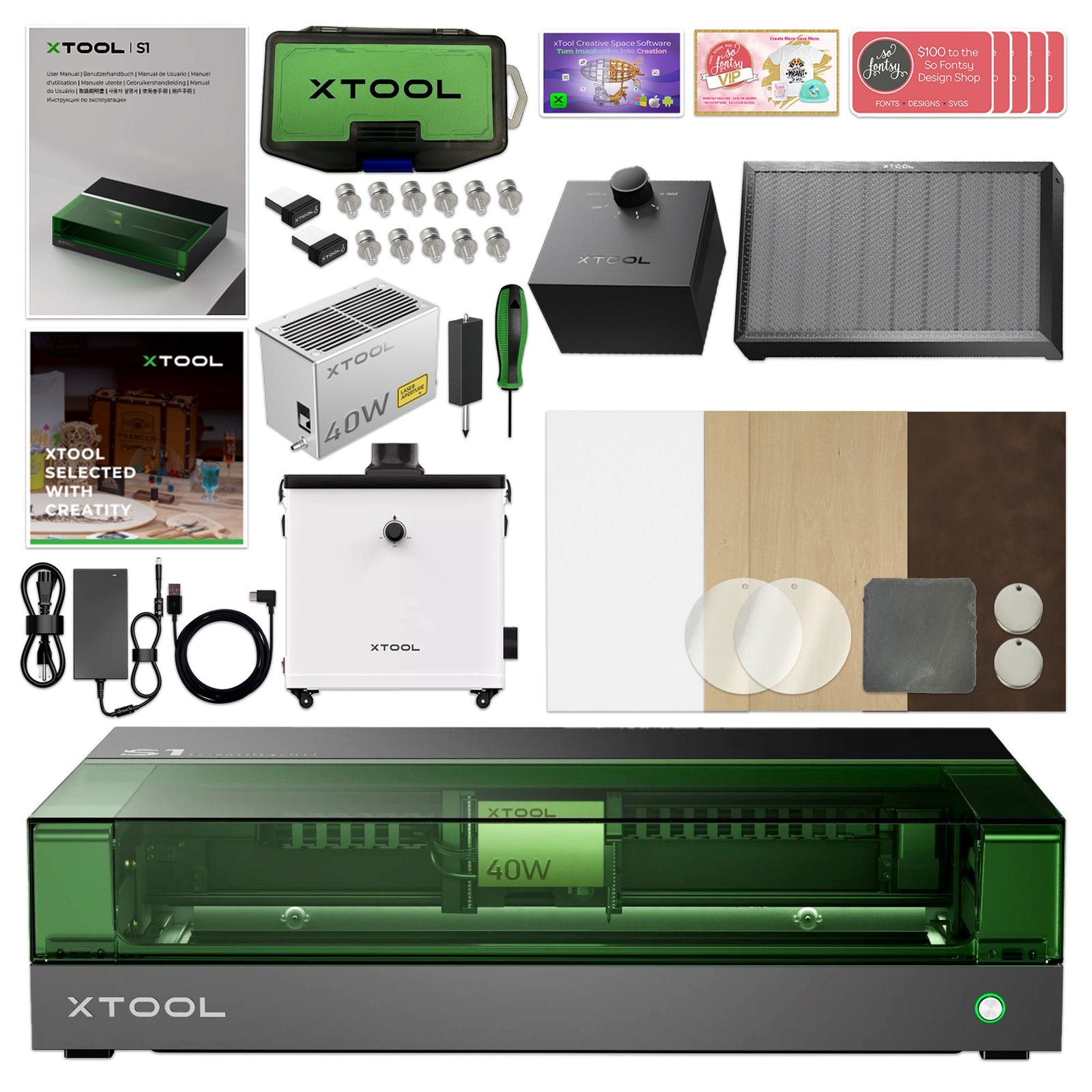 XTool S1 Craft Laser Cutter & Engraver Bundles & Accessories– Swing Design
