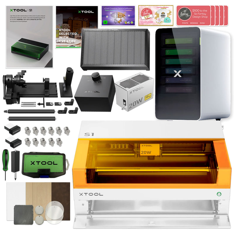 XTOOL S1 20W ホワイト 本体＋ライザーベース「レーザー加工機 」 xTool S1 Laser & Engraving Machine Bundles | Swing Design