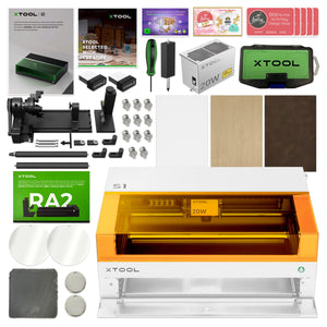 xTool S1 Laser Cutter & Engraver Machine Bundle w/ Rotary & Riser - White Laser Engraver xTool 