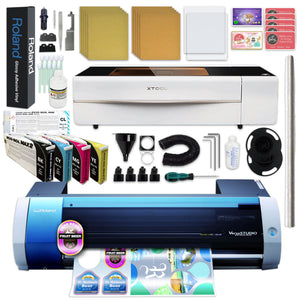 xTool White P2 55W CO2 Laser Cutter with Roland BN-20A Solvent Printer Laser Engraver xTool 