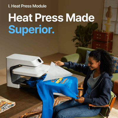 xTool WonderPress 15" x 15" Auto Heat Press with Craft Oven Module - Swing Design15
