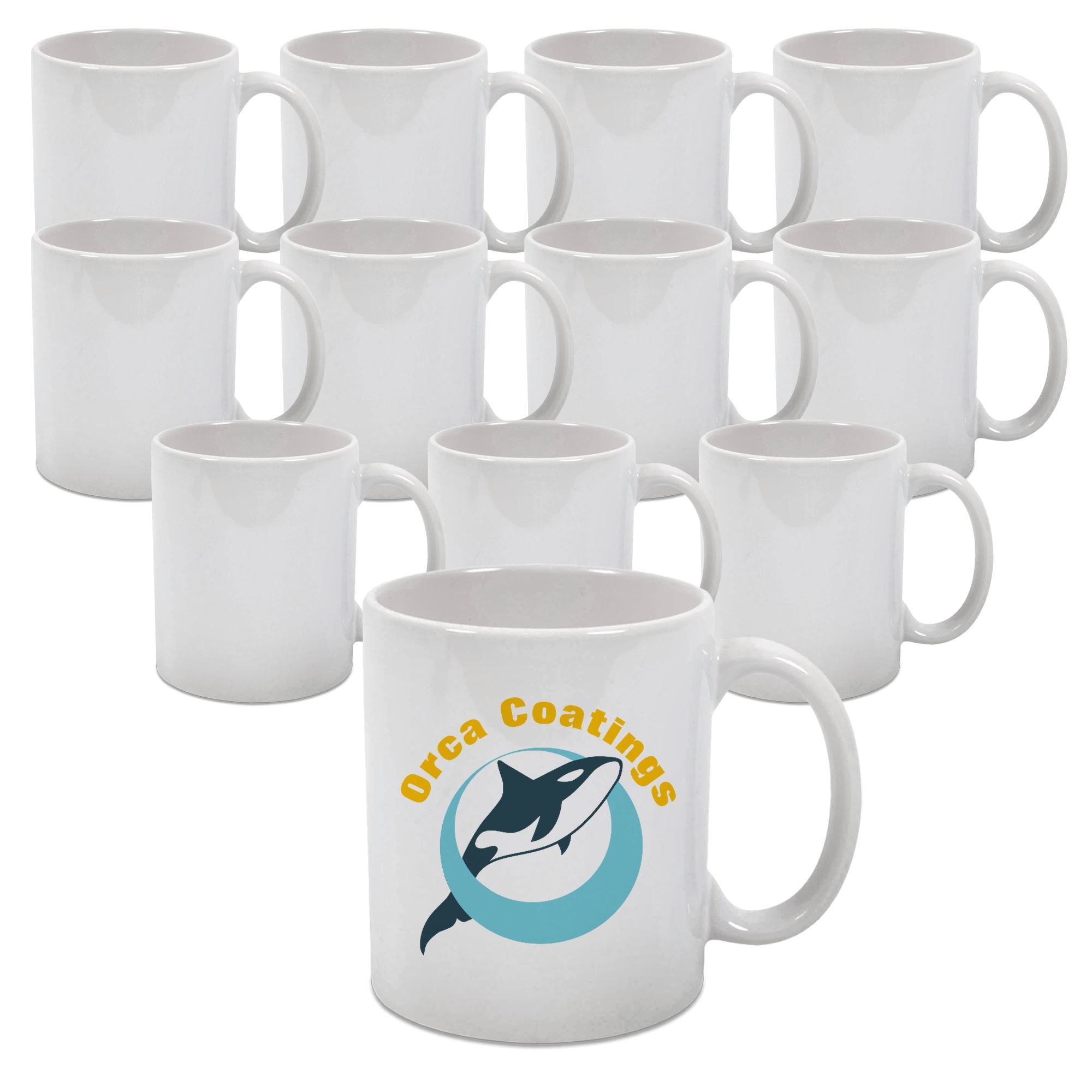 11oz Orca AAA Ceramic White Sublimation Mug Blanks - 12 Pack