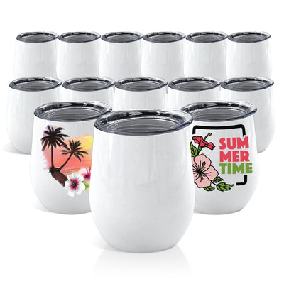 12oz Wine Tumbler Stemless Sublimation Blanks White - 50 Pack Sublimation Swing Design 