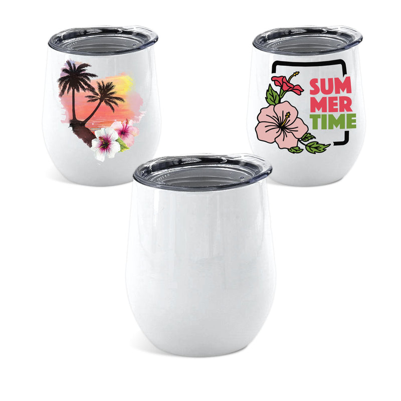 12oz Wine Tumbler Stemless Sublimation Blanks - White Sublimation Swing Design 
