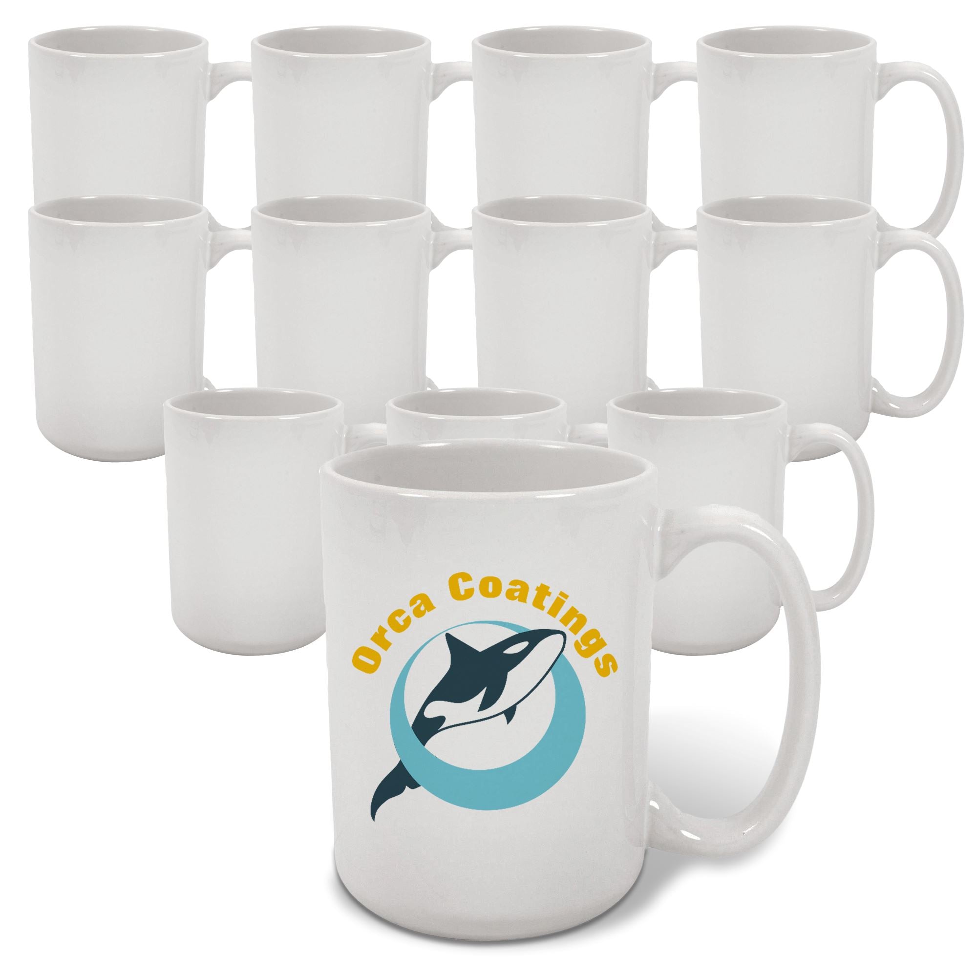 15oz ORCA AAA Ceramic White Sublimation Mug Blanks - 72 Pack