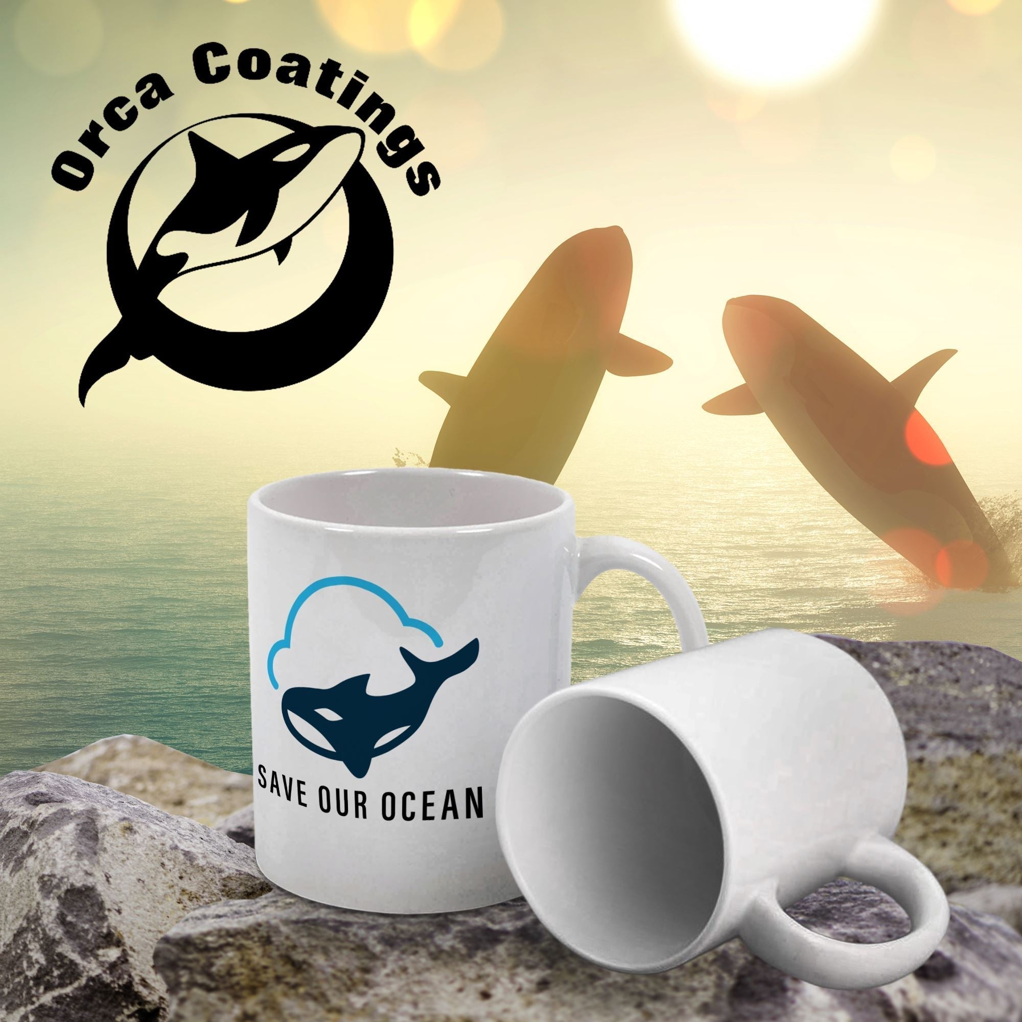 11 oz. Dolphin Coated White Ceramic Sublimation Mug