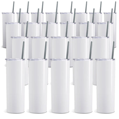 20oz Straight Skinny Tumbler Sublimation Mug Blanks White - 24 Pack Sublimation Swing Design 