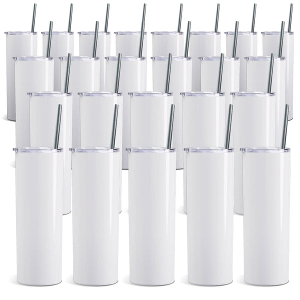ProSub 20oz Straight Skinny Tumbler Sublimation Blanks Gloss White