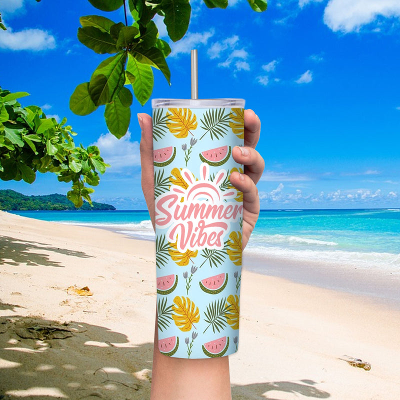 20oz Straight Skinny Tumbler Sublimation Mug Blanks - White Sublimation Swing Design 