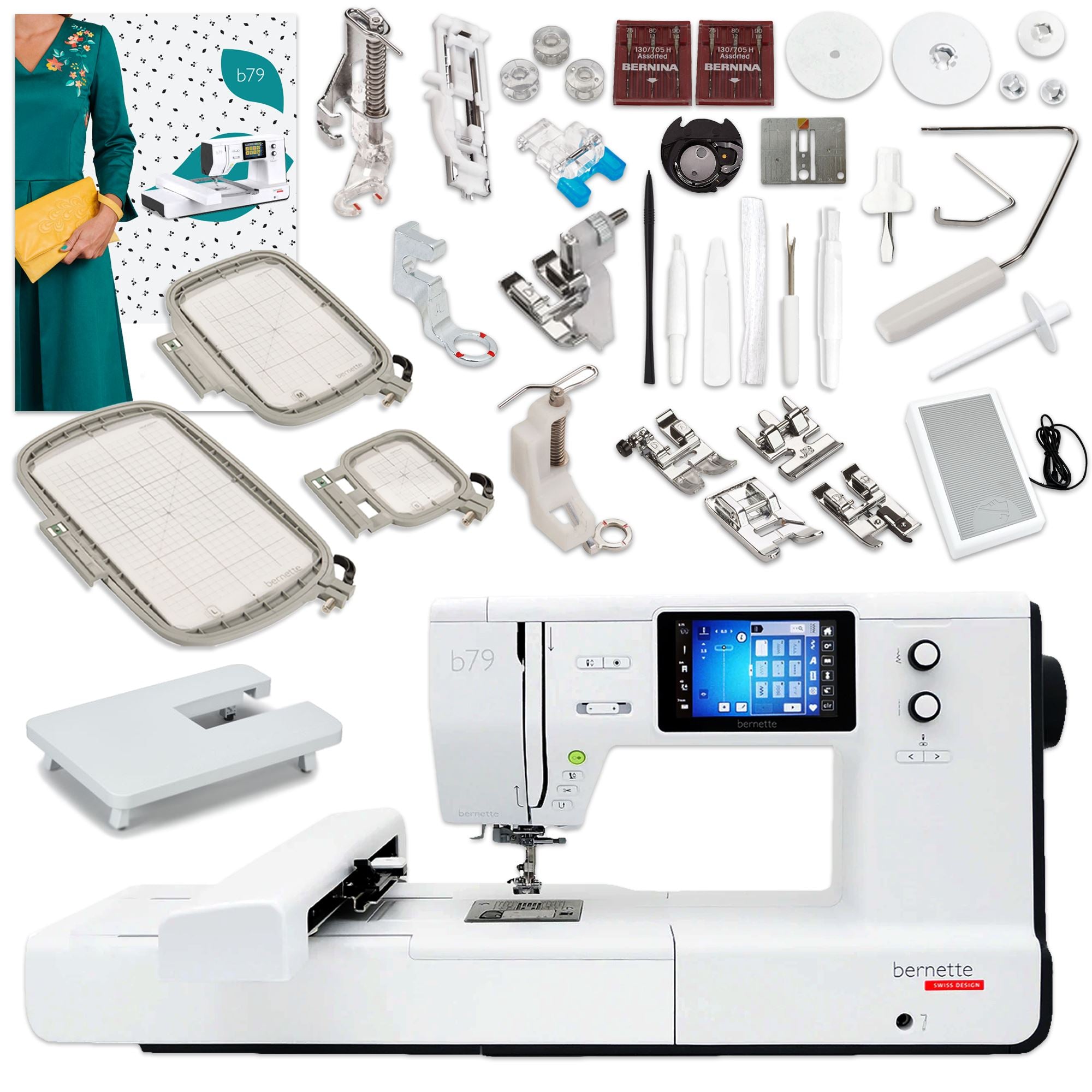 Bernette b79 Sewing and Embroidery Machine - Best Starter Embroidery Combo,  Includes Exclusive $500 Worth Tools and Accessories Bundle