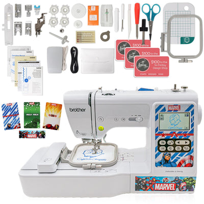 Brother LB000M Sewing &amp; Embroidery Marvel Comic Edition 4&quot; x 4&quot; Brother Sewing Bundle Brother 