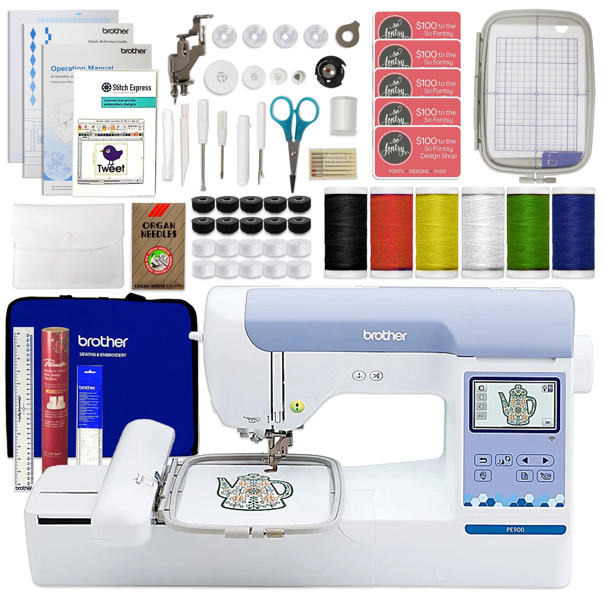 Brother SE700 Embroidery & Sewing Machine w/ Deluxe Sewing & Embroidery  Bundle 