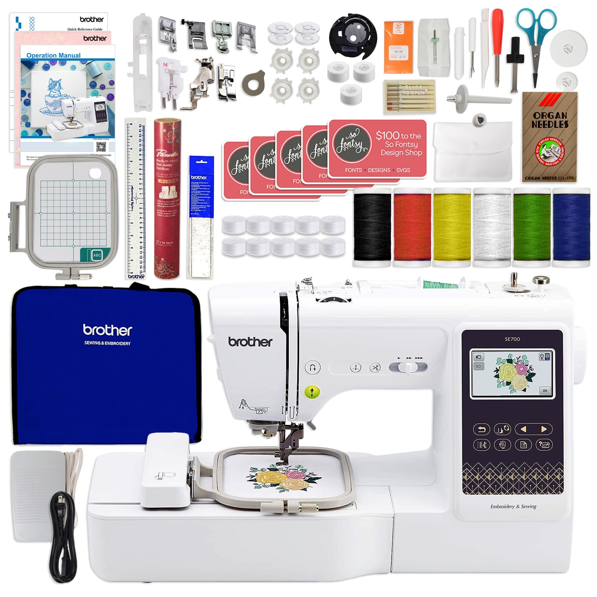 Brother SE2000 Computerized Sewing Embroidery Machine + BES Blue Software  Bundle
