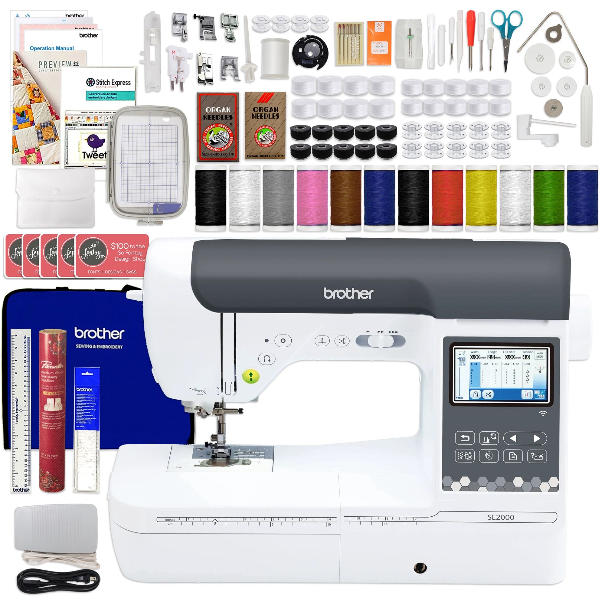 Brother PE800 Embroidery Machine with Sewing Clips (100-Pack) Bundle