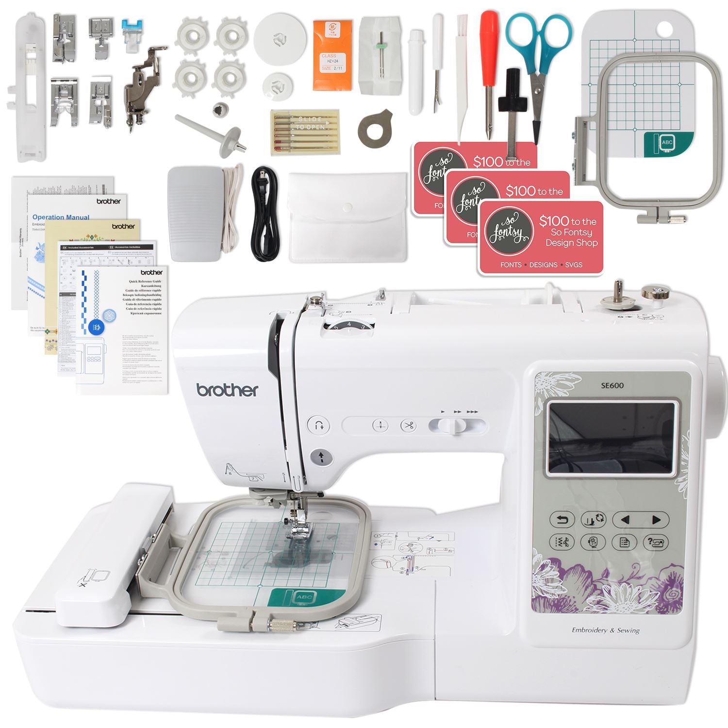 Brother SE600 Computerized Sewing and Embroidery Machine with 4 x
