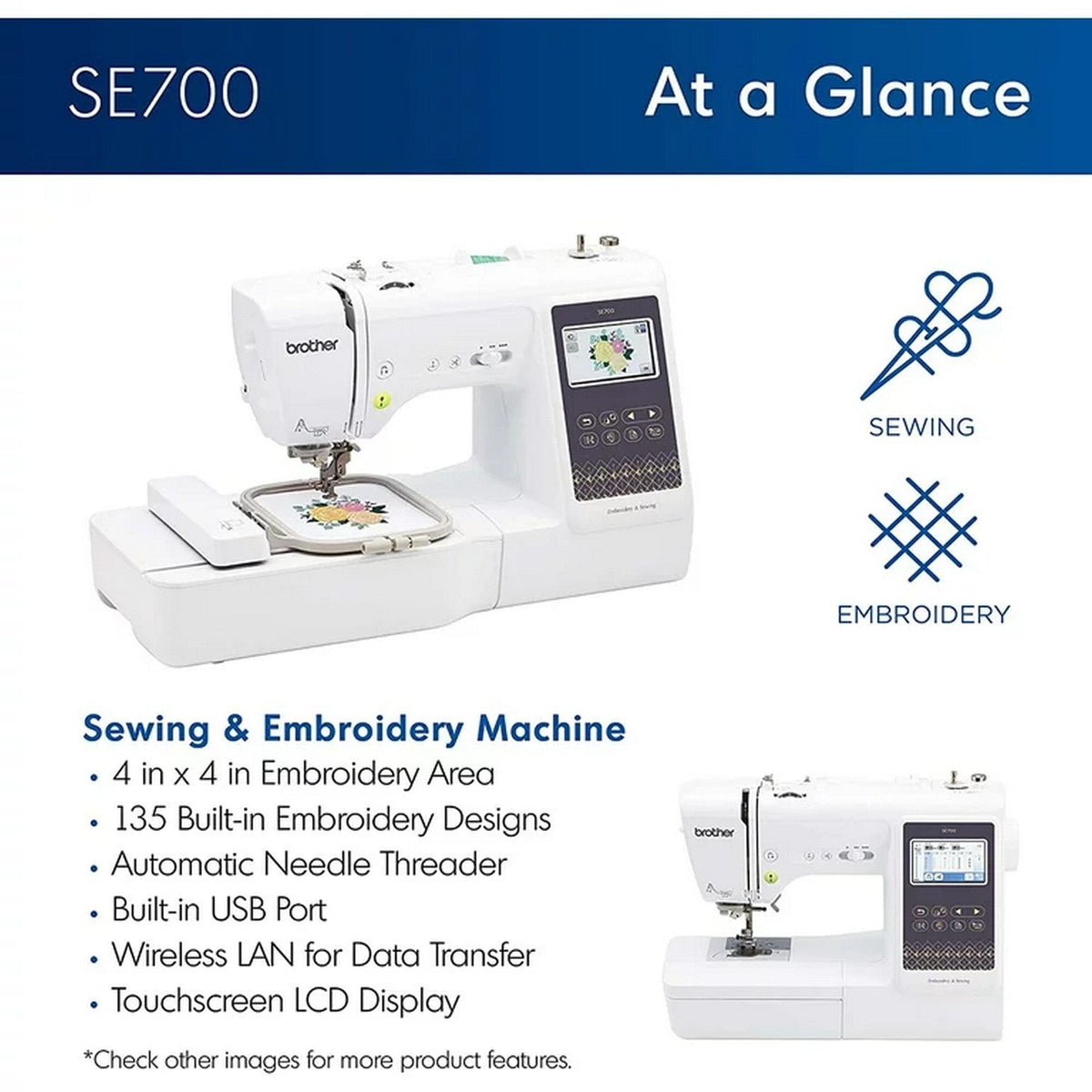 Brother SE700 Sewing &amp; Embroidery Machine w/ 4&quot; x 4&quot; Embroidery Area Bundle Brother Sewing Bundle Brother 