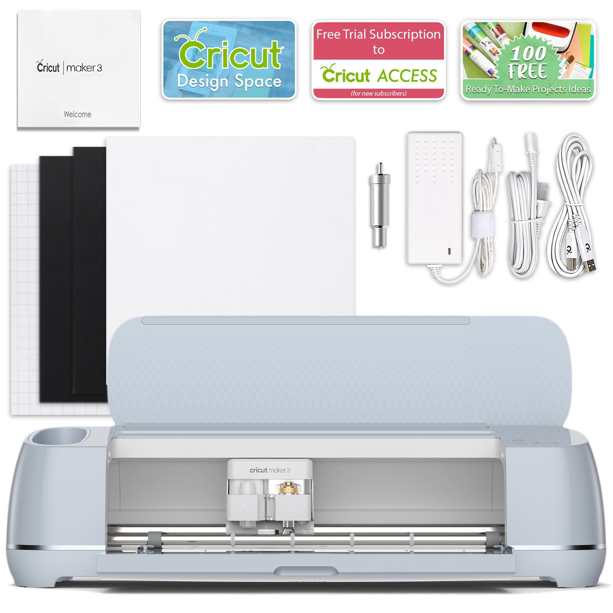  Cricut Maker 3 Machine Smart Vinyl & Iron On Bundle DIY Matless  Cutting 10X Force, 2X Faster, Cuts 300+ Materials, Compatible with iOS,  Android, Windows & Mac, Bluetooth Connectivity, Beginner Pro
