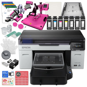 Epson F2270 DTG & DTF Combo Printer Bundle w/ 8-in-1 Heat Press DTG Bundles Epson F2270 w/ Pink 8-in-1 