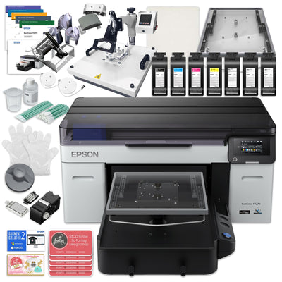 Epson F2270 DTG & DTF Combo Printer Bundle w/ 8-in-1 Heat Press DTG Bundles Epson F2270 w/ White 8-in-1 