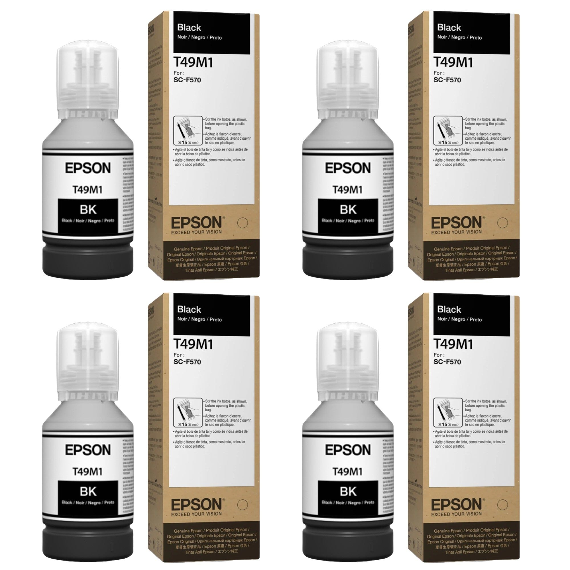 Epson Ink Set For F170 & F570 - 4 Pack with 200 Sheets of Epson Paper