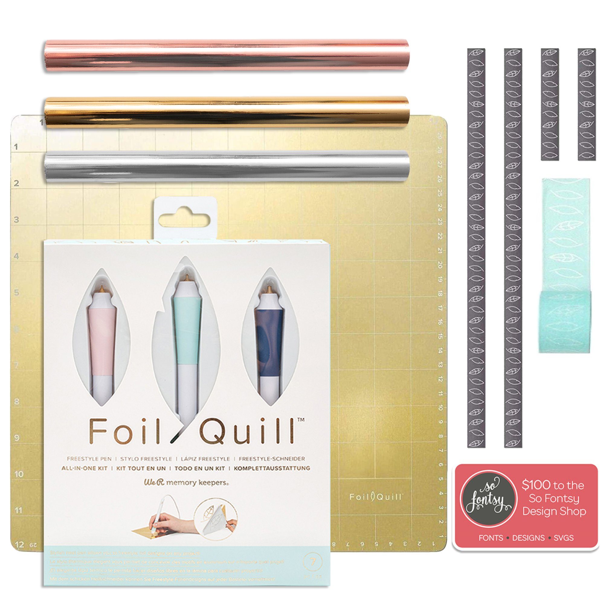 Foil Quill Freestyle Magnetic Mat Bundle 3 Hand Quills Foils Tape Design  Card