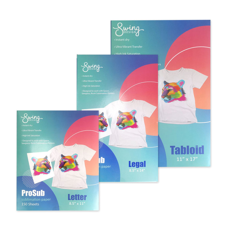 ProSub Premium Sublimation Heat Transfer Paper 8.5" x 14" - 150 Sheets Sublimation Swing Design 