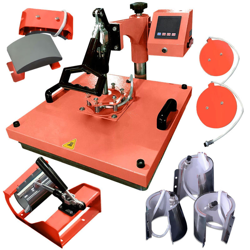 REFURBISHED Swing Design 15" x 15" Swing Away 8-in-1 Heat Press - Coral Heat Press Swing Design 