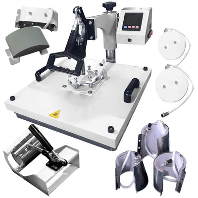 REFURBISHED Swing Design 15&quot; x 15&quot; Swing Away 8-in-1 Heat Press - White Heat Press Swing Design 