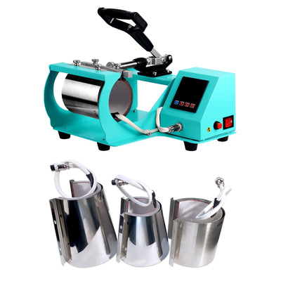 REFURBISHED Swing Design 4-in-1 Mug, Cup, &amp; Bottle Heat Press - Turquoise Heat Press Swing Design 