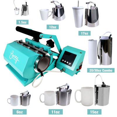 REFURBISHED Swing Design 7-in-1 Tumbler Press 20oz/30oz - Turquoise Heat Press Swing Design 