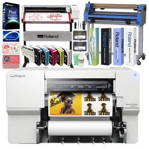 Roland BN2-20 Desktop 20" Eco-Solvent Printer & Cutter Production Bundle Eco Printers Roland CMYK + White Ink Set 
