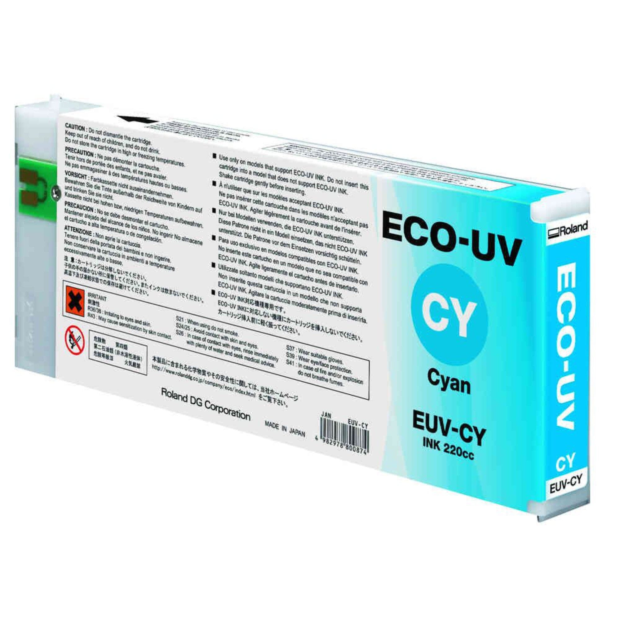 Roland ECO-UV Ink 220ml - Cyan EUV-CY | Swing Design