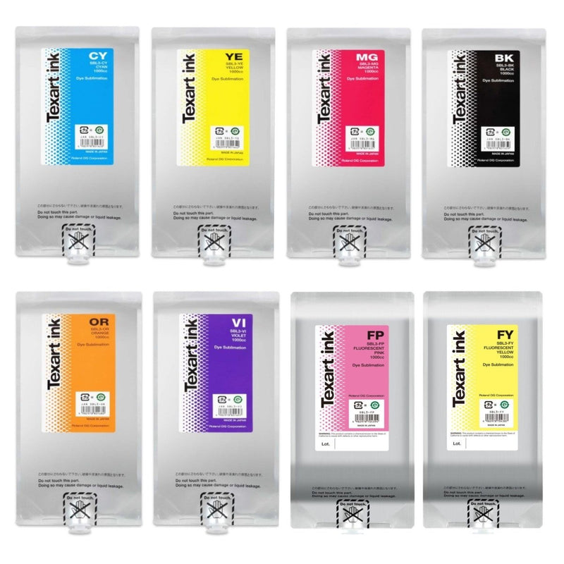Roland Texart SBL3 1L Sublimation Ink Bundle - CYMK + OrViFpFy - Swing Design1