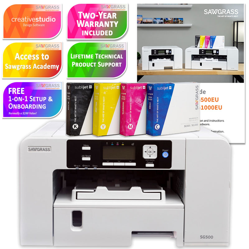 Sawgrass UHD Virtuoso SG500 Sublimation Printer w/ 8-in-1 Heat Press Sublimation Bundle Sawgrass 