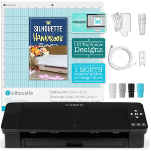 Silhouette Black Cameo 4 w/ Updated Autoblade, 3x Speed, Roll Feeder Silhouette Bundle Silhouette 