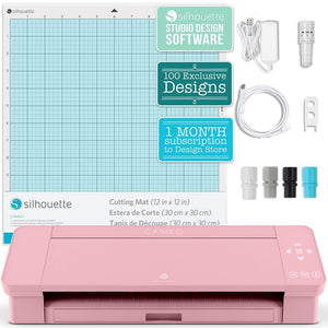 Silhouette Blush Pink Cameo 4 w/ 15" x 15" Coral Slide Out Heat Press Silhouette Bundle Silhouette 