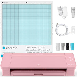 Silhouette Blush Pink Cameo 4 w/ Advanced Blade Pack, 38 Oracal Sheets, HTV - Swing Design