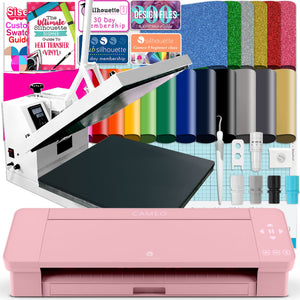 Silhouette Blush Pink Cameo 4 w/ Swing Design 15" x 15" White Heat Press Silhouette Bundle Silhouette 