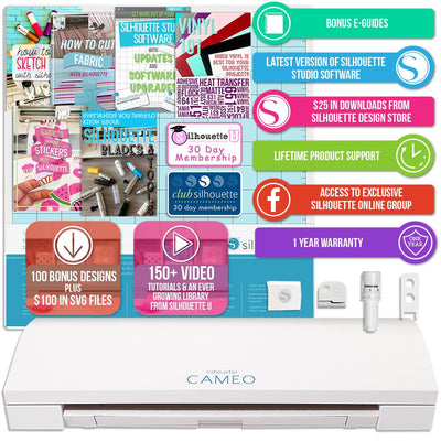 Silhouette Cameo 3 Bluetooth Bundle 36 Oracal Sheets, Siser HTV, Guides, 24 Pack Pens - Swing Design