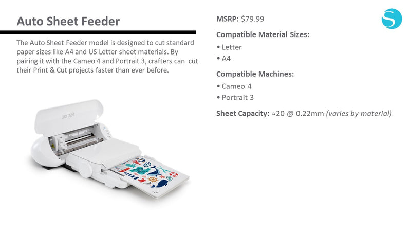 Silhouette Cameo 4 & Portrait 3 Auto Sheet Feeder - A4 Silhouette Silhouette 