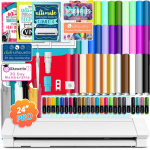 Silhouette Cameo 4 PRO - 24" w/ 38 Sheets Oracal Vinyl, HTV, Pens, Guides Silhouette Bundle Silhouette 