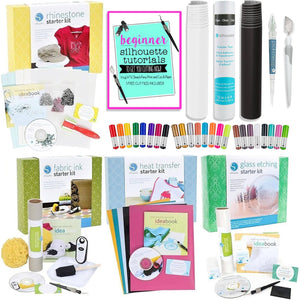 Silhouette Starter Kit Bundle with 4 Starter Kits, Sketch Pens, Vinyl, and More - Swing Design