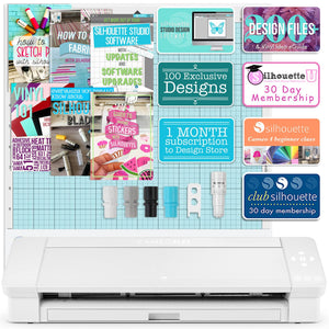 Silhouette White Cameo 4 PLUS - 15" w/ 64 Oracal Vinyl Sheets, Tools, Guides Silhouette Bundle Silhouette 