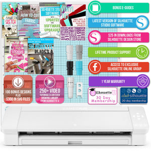 Silhouette White Cameo 4 PLUS - 15" w/ 64 Oracal Vinyl Sheets, Tools, Guides Silhouette Bundle Silhouette 