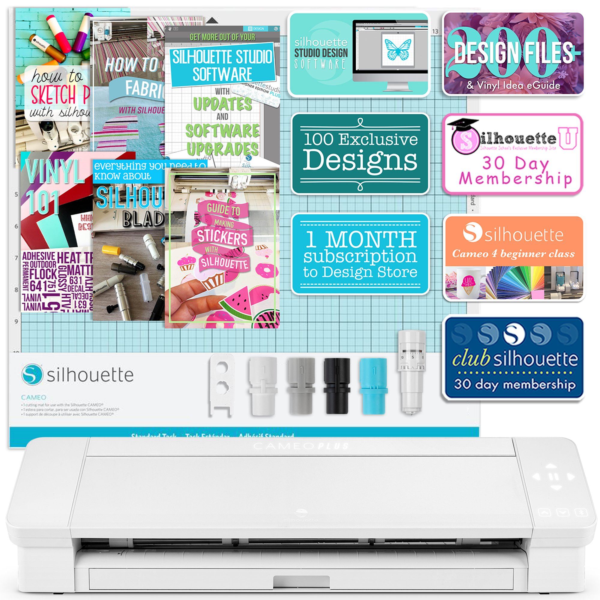 Silhouette White Cameo 4 PLUS - 15 w/ Autoblade, Mat, Roll Feeder