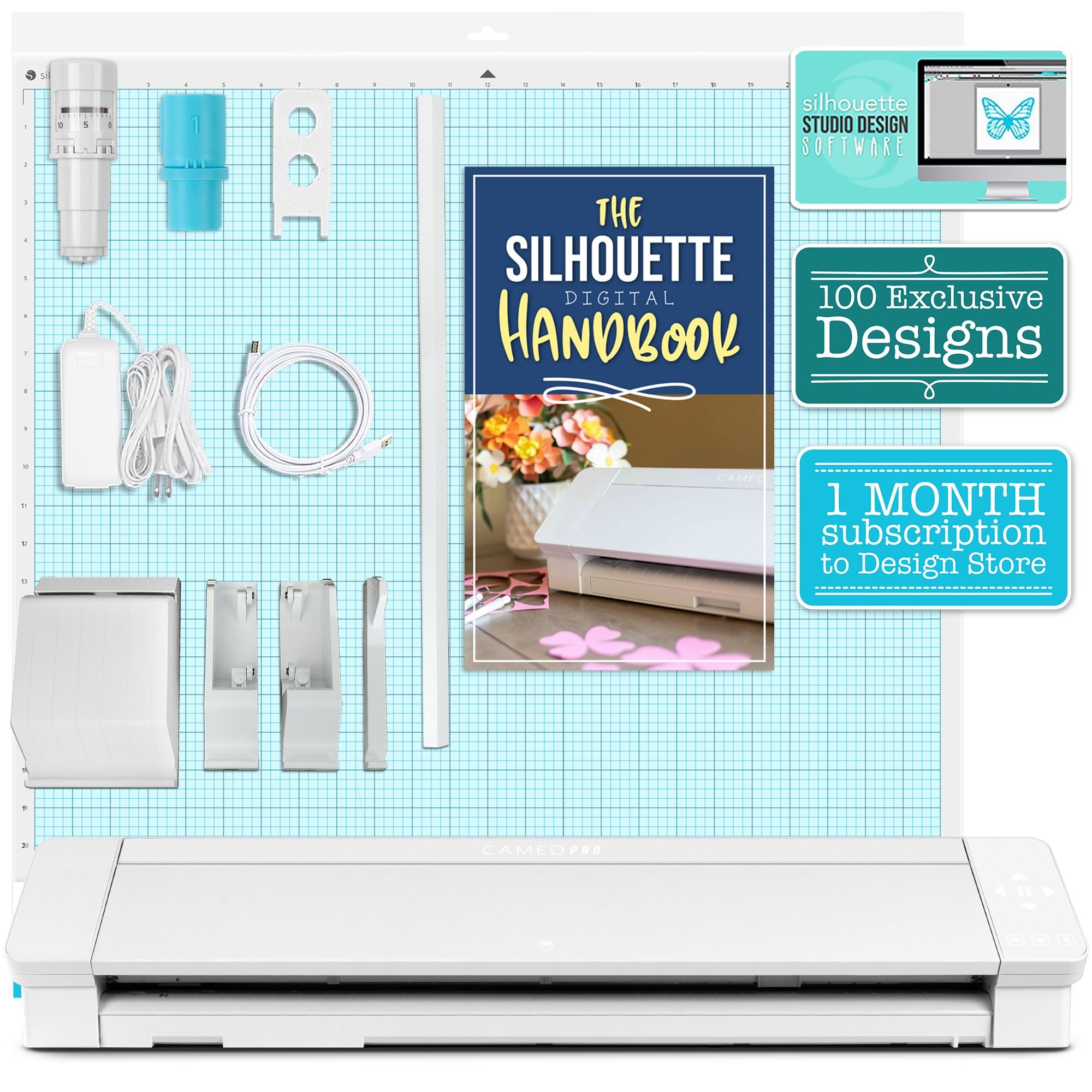 Silhouette Cameo 4 PRO - 24 w/ 38 Sheets Oracal Vinyl, HTV, Pens, Guides