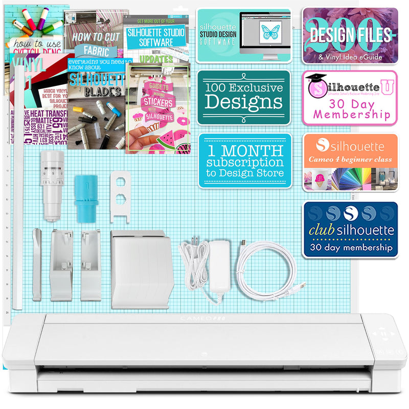 Silhouette White Cameo 4 PRO - 24" w/ Autoblade, Mat, Roll Feeder Silhouette Bundle Silhouette 