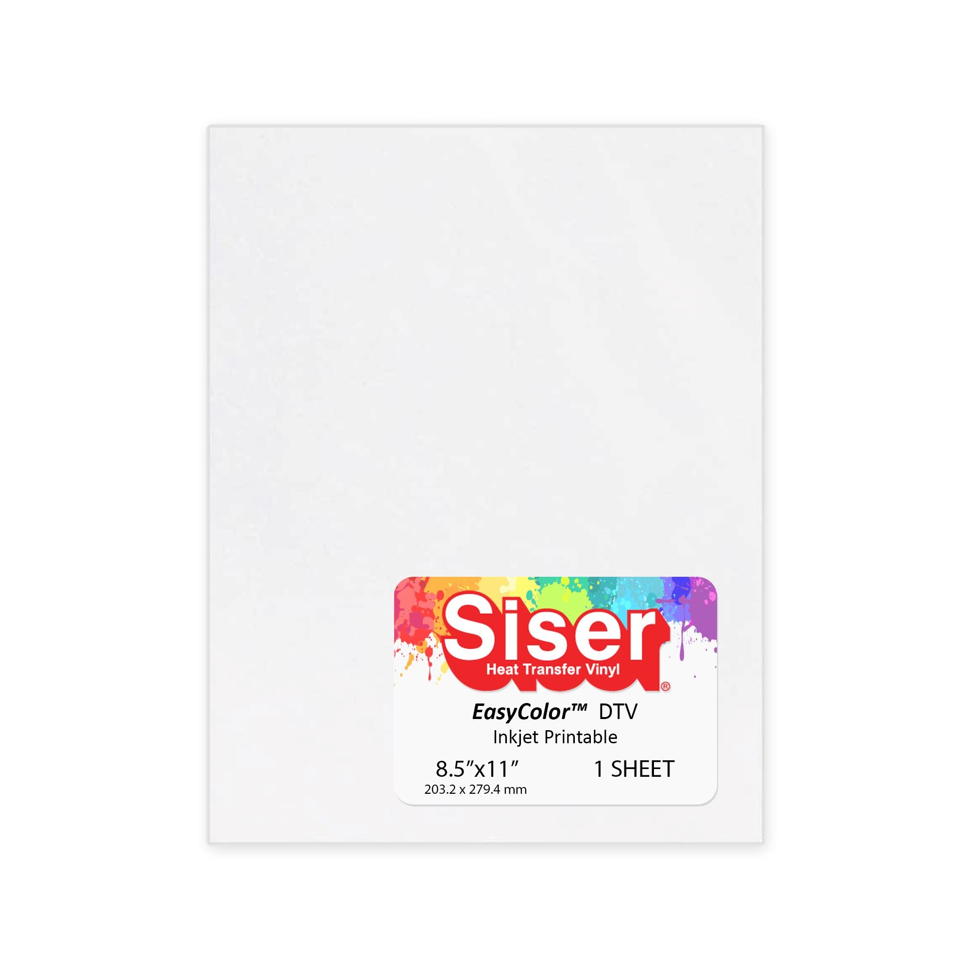  Siser EasyColor DTV 8.4 x 11 Sheets - Inkjet Printer  Compatible Heat Transfer Vinyl (10 Sheets) : Office Products