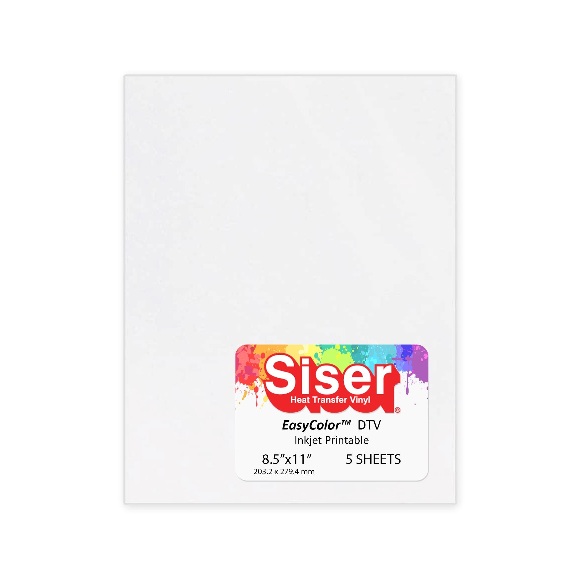 Siser EasyColor DTV 8.4 x 11 Sheets - Inkjet Printer Compatible Heat  Transfer Vinyl (10 Sheets) : Office Products 