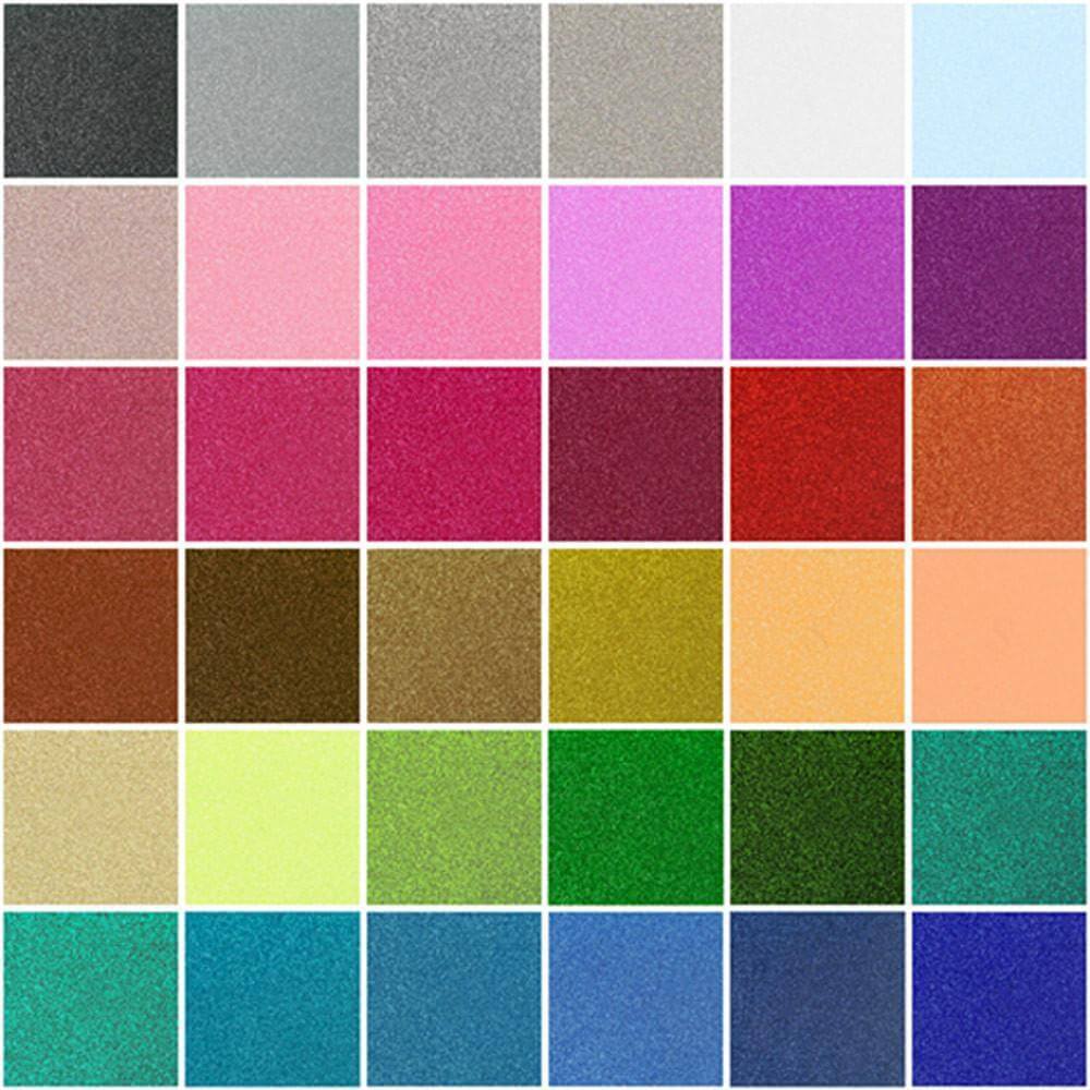 DIY Iron-On Vinyl Sheets - Large 10 inch x 10 inch - 12 Unique Glitter Paper Colors, Heat Transfer HTV Vinyl - Extra-Strong Adhesive Backing for